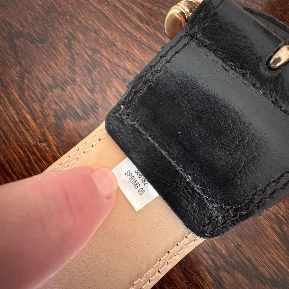 Banana Republic genuine leather wide black belt with gold hardware